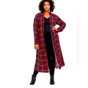 Torrid Red Plaid Duster Open Maxi Kimono Size 3 - Red only - Blue just example
